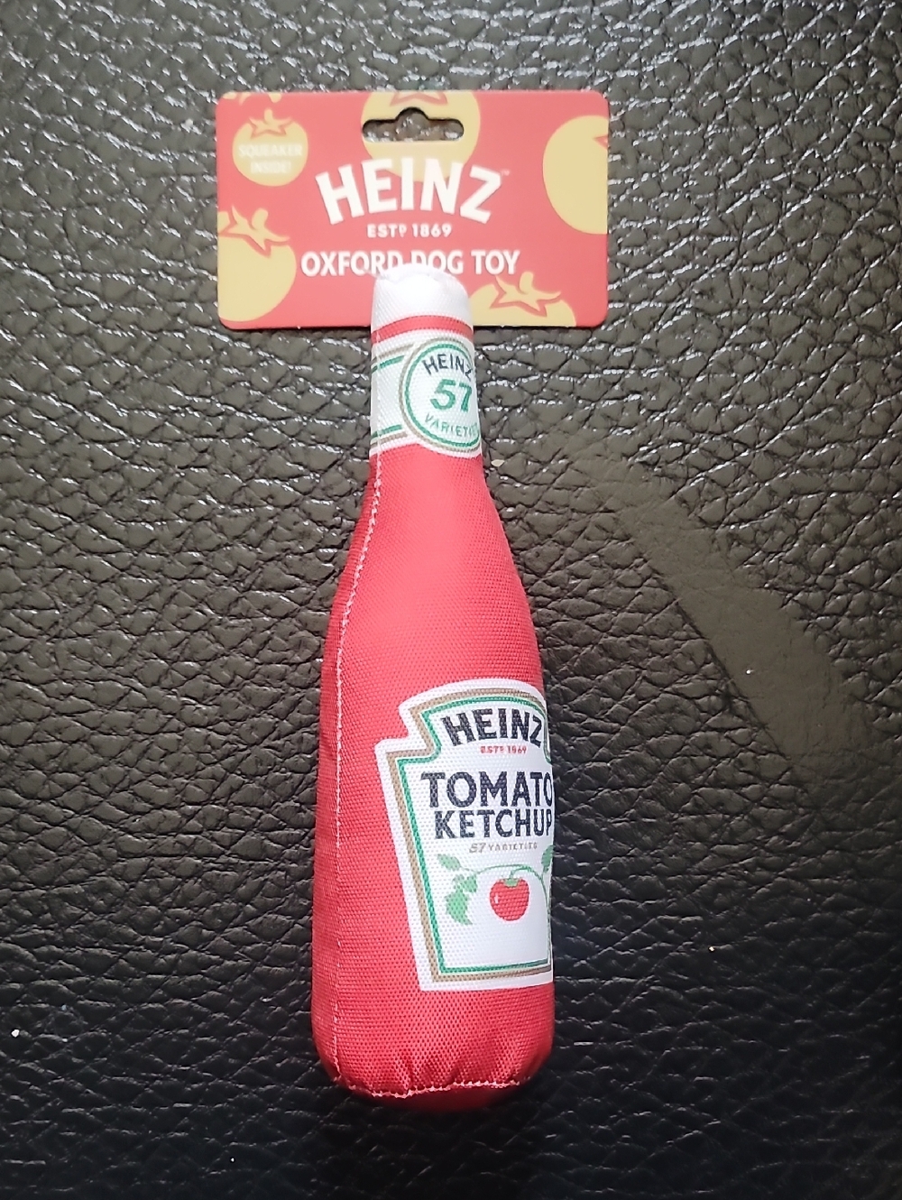 Heinz Red Tomato Ketchup Bottle Dog Chew Toy Plush